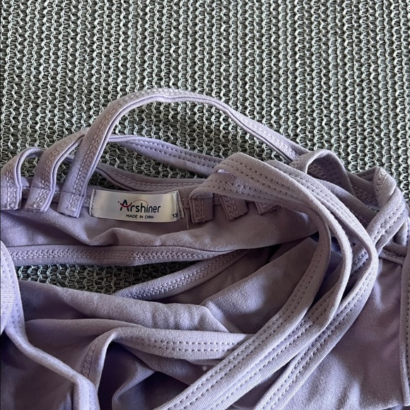 Good🎉 Condition ARSHINER Lavender Strappy Ballet Leotard: girls Age 6-7 - Picture 4 of 4